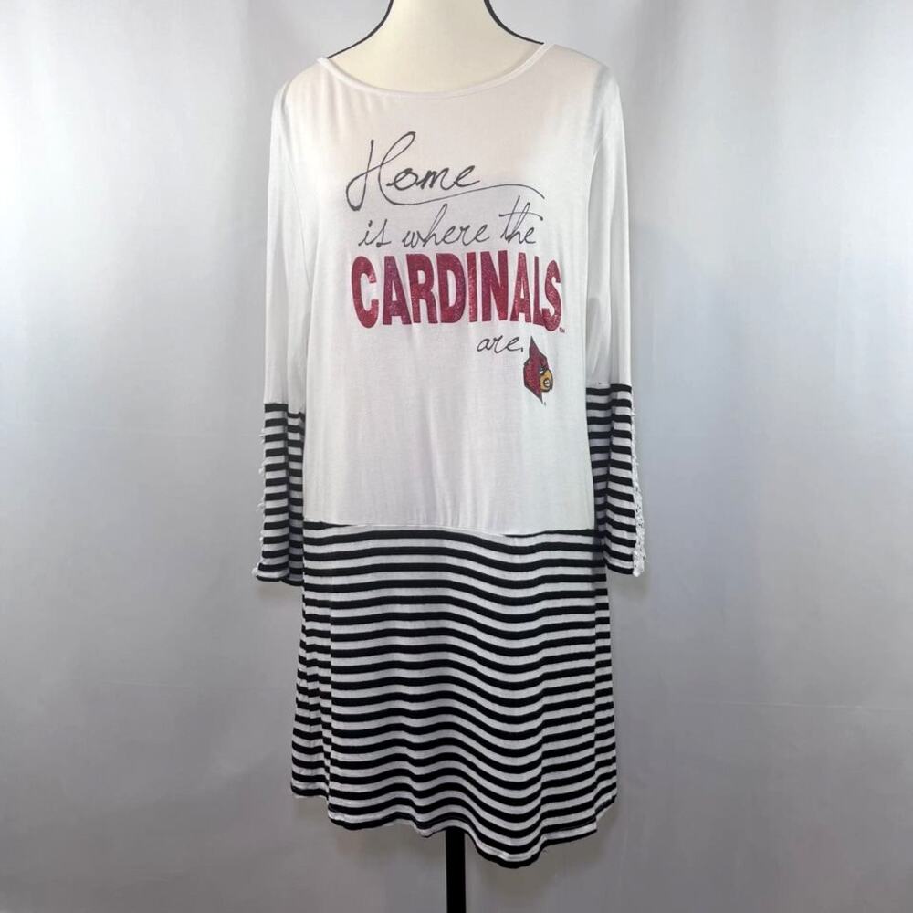 Gameday Couture 3/4 sleeve tunic top Louisville Cardinals off white women XL